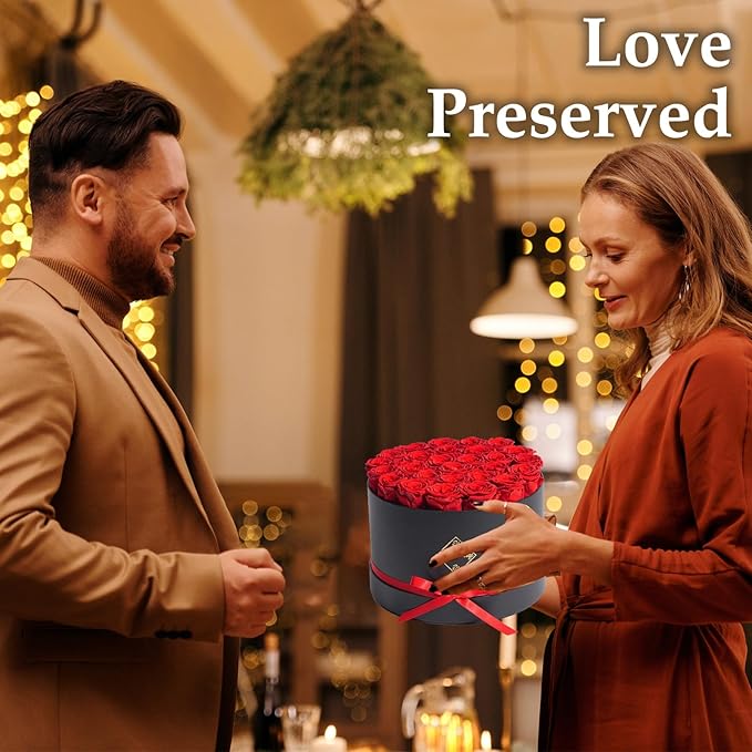 Changshunqi 27 Flowers Forever Preserved Roses, Preserved Real Flowers in Box, Forever Flower for Delivery Womens Birthday Gifts for Her Mom Grandma Anniversary Women Gifts for Wife Mother's Day