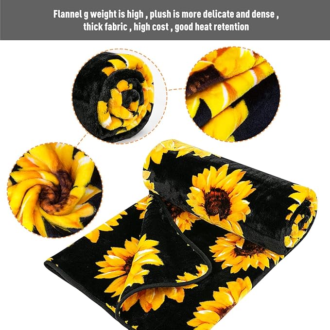 Jekeno Sunflower Gifts Blanket for Women Girls, Sunflowers Decor Gifts for Sunflower Lovers Adult Kids, Cute Throw Decoration for Home Living Room Bed Couch