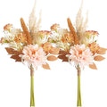 Fake Flower Bouquet, Faux Flower Arrangement for Decorating Kitchens, Bedrooms, Bathrooms, Realistic Artificial Flowers Made of Silk & Plastic, Floral Decoration with Dahlia & Small Blossoms