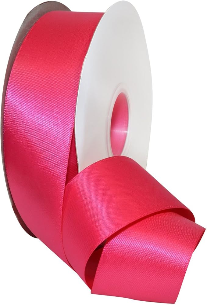 Morex Ribbon Double Face Satin Ribbon 1.5" X 50 YD Shocking Pink Ribbon for Gift Wrapping, Birthday Gift Cards, Satin Dress for Women, Silk Ribbons for Crafts, Wedding Gifts for Couple