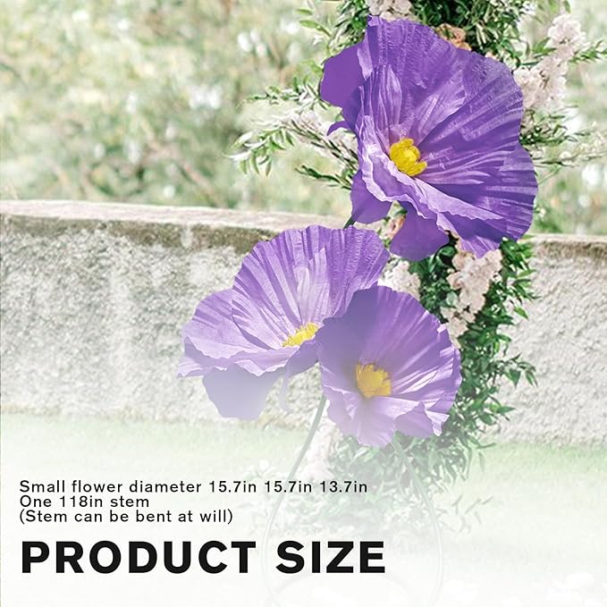 Fake Flower for Decoration, Artificial Flowers Decor with Stems for Wedding Baby Shower Birthday Christmas Party Banquet Backdrop Shop Window Display Props 3 Pack (Purple)