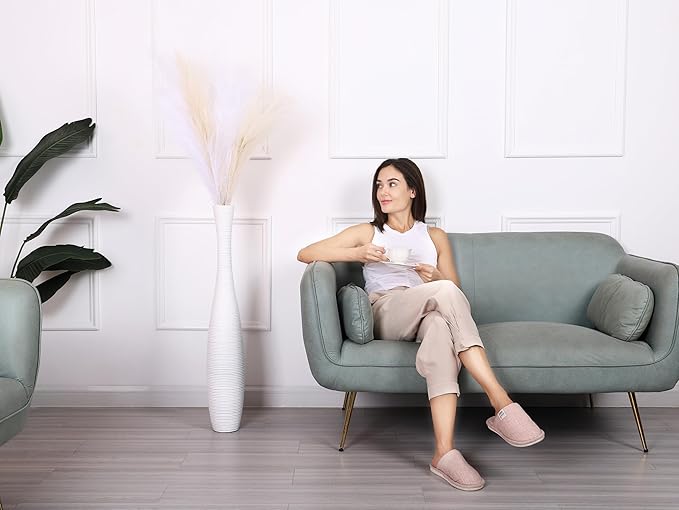 Leewadee Decorative Tall Floor Vase for Living Room Decor, 34 inches, White, Resin