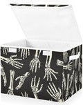 Halloween Baskets Collapsible Storage Bins with Lids, Skeleton Hands Halloween Storage Boxes Clothes Baskets for Organizing