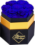 GLAMOUR BOUTIQUE Eternal Preserved Roses in a Box - Flowers Forever, Rose Forever in a Box for Wife, Birthday Gifts for Her, 7 Roses, Blue
