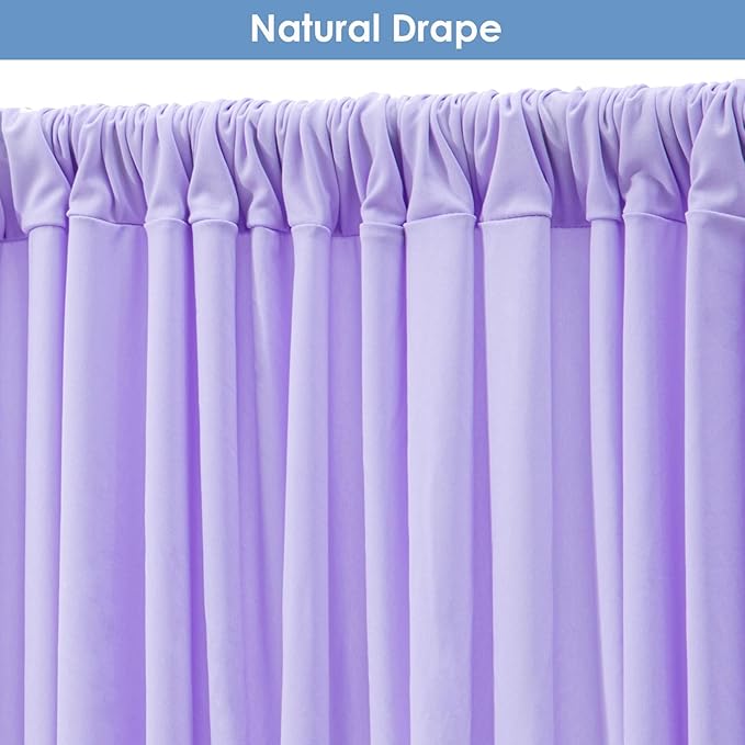 20x10ft Wrinkle Free Lavender Backdrop Curtain for Parties Soft Fabric Drapes Wedding Curtain Backdrop for Birthday Party Decorations Background for Photography 5x10ft,4 Panels