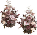 Ling's moment 17.5" Tall Free Standing Artificial Flowers Arrangements 2 pcs Wedding Aisle Runner Chair Decorations Dusty Rose & Mauve Centerpieces for Ceremony Reception Rose Floral Party Outdoor