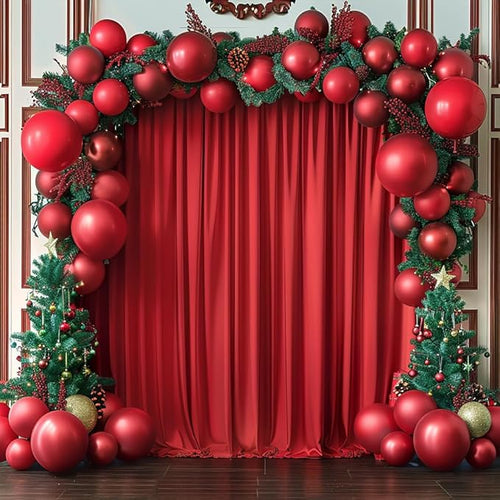 10x10ft Wrinkle Free Red Backdrop Curtain for Parties Soft Fabric Drapes Wedding Red Curtain Backdrop for Birthday Party Decorations Background for Photography 5x10ft, 2 Panels