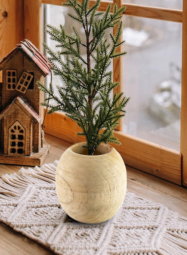 Serene Spaces Living Teak Essence Vase - Handcrafted Natural Wood Vase, Perfect for Artificial, Dried, and Fresh Flowers, Unique Rustic Decor Piece for Home or Office, Gift Idea (Small (Pack of 6))
