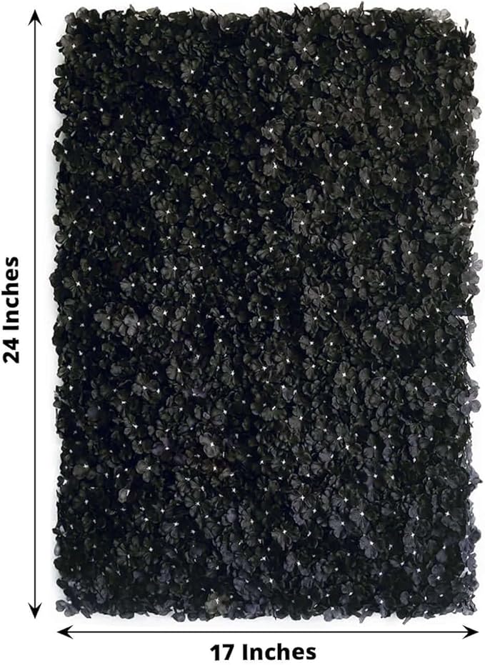 Efavormart Black UV Protected Hydrangea Flower Wall Mat Backdrop 4 Artificial Panels - 11 Sq ft.