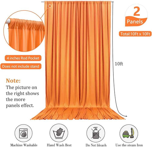 10 x 10 Feet Orange A Backdrop Curtain for Partie, Background Curtains for Photoshoot, Birthday, Wedding, Halloween, Thanksgiving, Christmas, New Year Party Decorations 5Ft x 10Ft, 2 Panels
