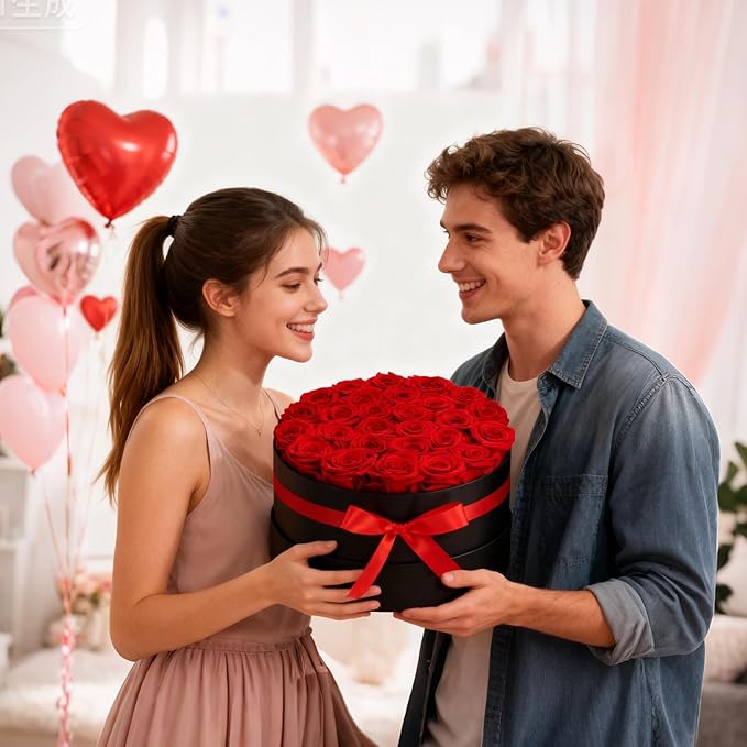 VEVOR Forever Flowers, 27 Preserved Roses in a Box, Eternal Flowers Immortal Bouquet Birthday Present for Delivery Prime Women Her Wife Mothers, Anniversary, Valentine's Day,Christmas, Red
