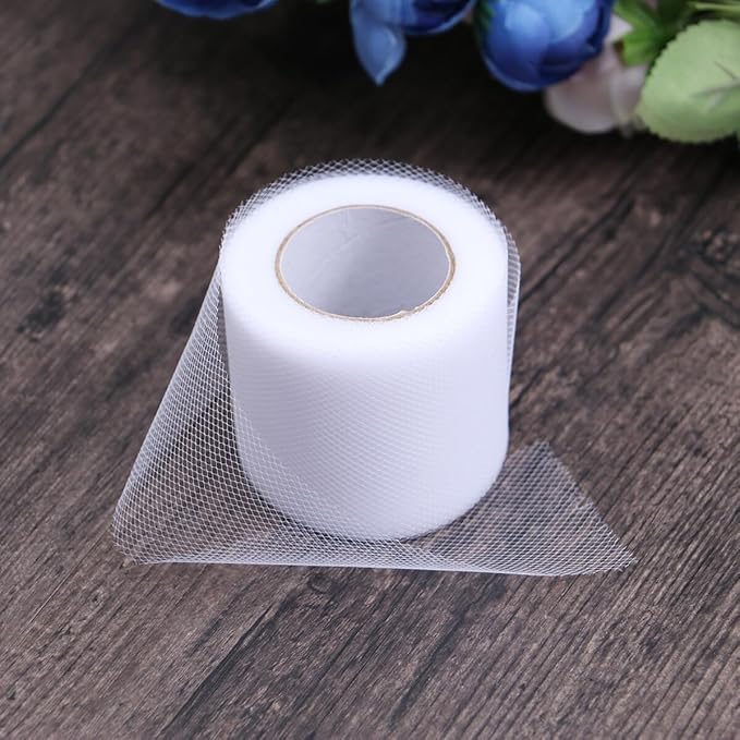 2 PCS White Polyester Mesh Tulle Rolls for Wedding Decorations DIY Craft Sewing Bow Tutu Skirt Bouquet Wrapping Organza Fabric