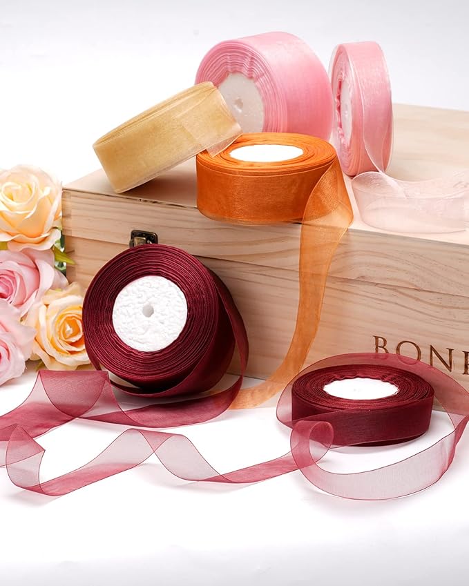 2 Roll Pink Organza Ribbon 2 Inch for Wedding, Gift Wrapping, Invitations, Party Decoration, Crafts
