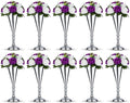 10 Pcs Tabletop Silver Metal Wedding Flower Trumpet Vase, 14 inch Table Decorative Centerpiece Artificial Flower Arrangements for Anniversary Ceremony Party Birthday Event Home Decoration (Silver)