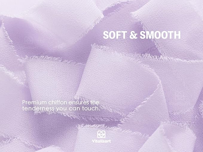 Vitalizart Lavender Purple Chiffon Silk Ribbon 1" x 21 Yd Fringe Fabric Package (3 Rolls * 7 Yd) for Wedding Invitations Bridal Bouquets Decorations Gifts Wrapping & Bow Making Lilac