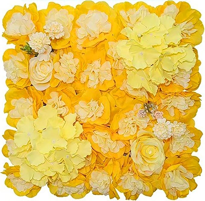 Flower Wall Backdrop, 12PCS 10.6"-15.7" Artificial Flower Wall Panel with Various Styles, 3D Floral Wall Decor for Wedding Photo Background Festive Party Home Decoration (L005, 15 * 15in)