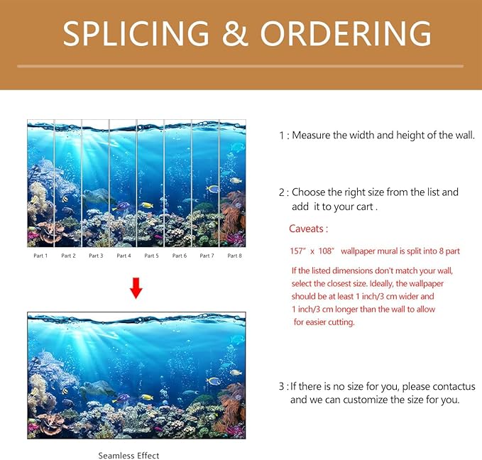 Blue Ocean Wallpaper Peel and Stick Underwater Animal World Self Adhesive Wall Mural for Kids Room Nursery 157"x108"