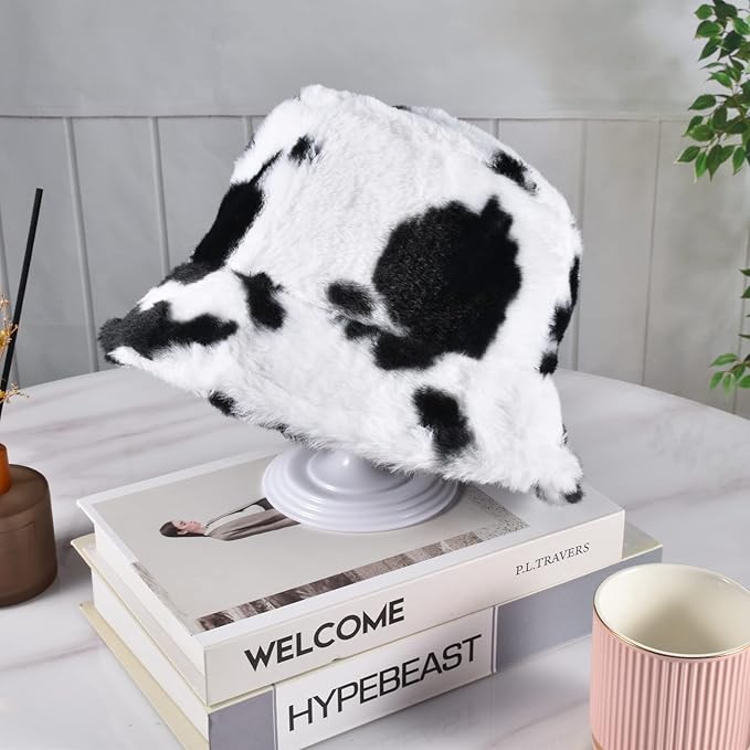 Winter Soft Faux Fur Plush Bucket Hat, Lovely Fisherman Cap, Fashion Outdoor Thick Warm Sun Cap for Women