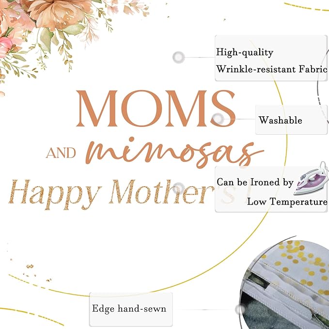 Happy Mother's Day Backdrop Moms and Mimosas Champagne Glass Blush Pink Floral Photography Background Mother's Day Brunch Party Decoration Supplies Banner Photo Booth Studio Props 7x5ft