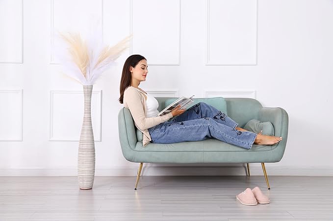 Leewadee Decorative Tall Floor Vase for Living Room Decor, 34 inches, White Wash, Resin