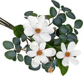 Briful Artificial Eucalyptus Stems 27in Faux Greenery Branches with Magnolia Flowers Spray Mixed Floral Greenery Bouquet for Home Vase Table Centerpiece Wedding Decoration