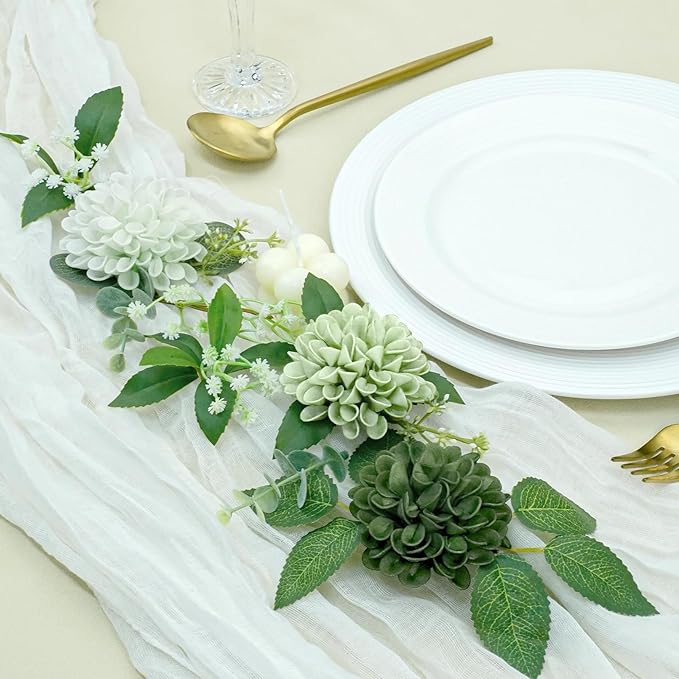 Artificial Flowers,50pcs Realistic Artificial Rose for DIY Wedding Bouquets Centerpieces Arrangements, Emerald Green Shades Dahlia Flowers with Stem for Bridal Shower Party