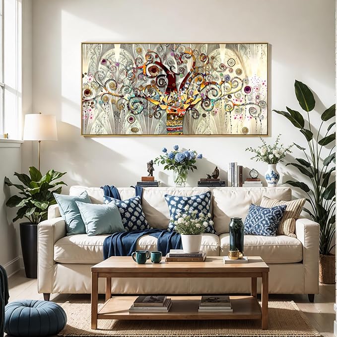 Wall Art Abstract Art Paintings Tree of Life Posters Prints Landscape Picture Colorful Modern Canvas Painting for Living Room Bedroom Office Large Decor 30"x60" with Framed