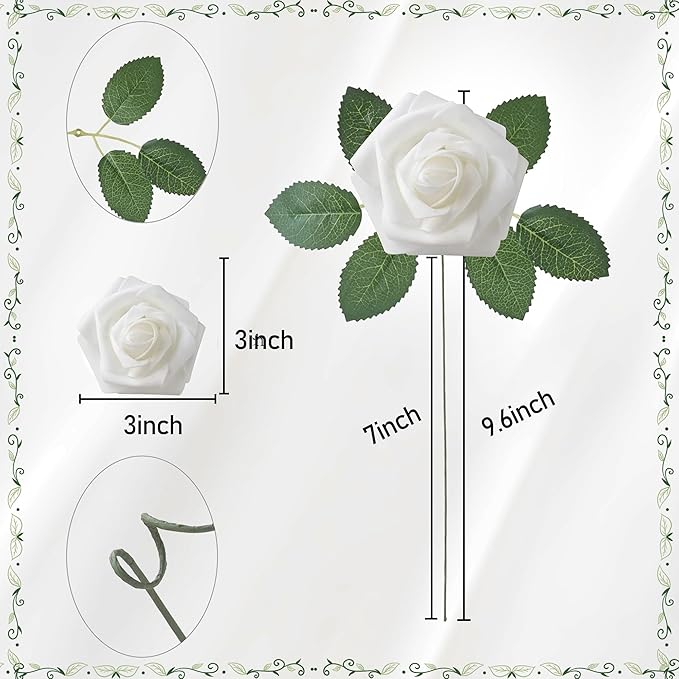 Artificial Flowers, 50pcs Baby Blue Artificial Rose for DIY Wedding Bouquets Centerpieces Arrangements, Fake Flower with Stems for Party Home Decorations