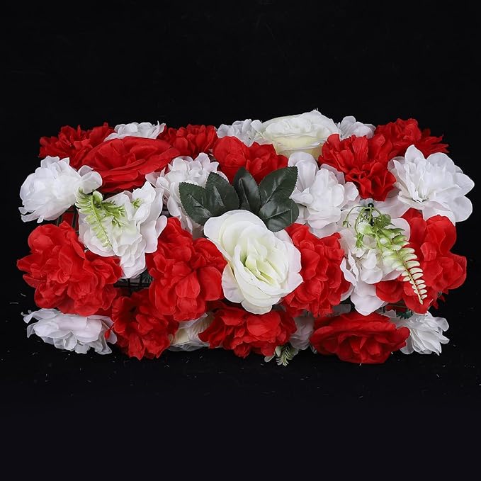 LOYALHEARTDY 12 Pack Artificial Flower Wall Panels 16 x 24 Flower Wall Mat Silk Rose Hydrangea Flower Panels for Backdrop Event Party Wedding Wall Decoration
