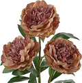 Briful 3PCS Faux Peony Flower Stems, 25.5" Artificial Peony Flowers Realistic Fake Flowers for Vase Arrangements Wedding Centerpieces Decoration(Brown)