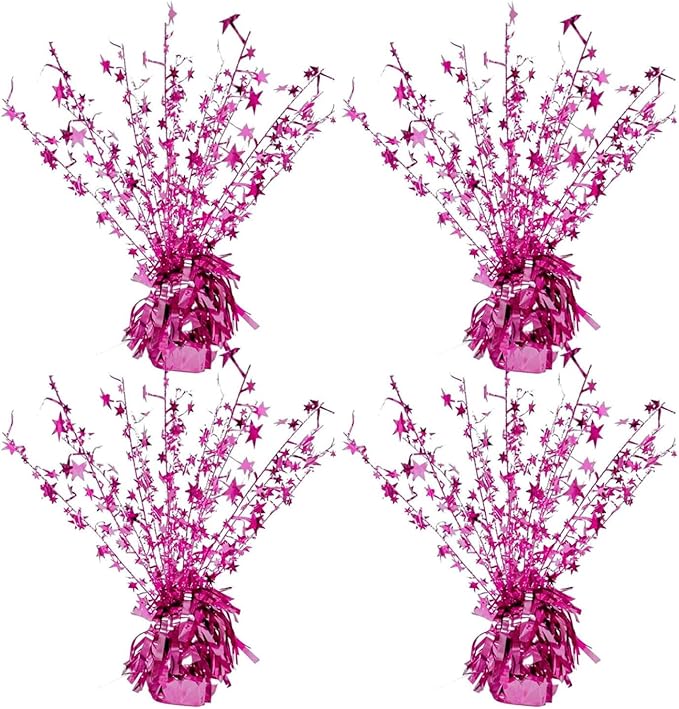 ALISSAR 4-Pack Glitter Pink Star Centerpieces-Table Decorations for Home Decor Birthday Wedding Anniversary Decor (Pink)
