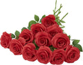 12pcs Roses Artificial Flowers Fake Roses Red Silk Roses Flowers Rose with Long Stems for Wedding Home Party Centerpieces Decorations