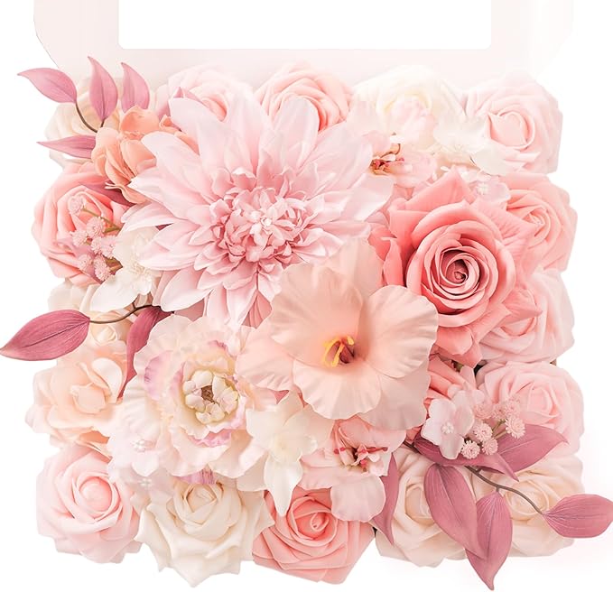 TINGE TIME Artificial Flowers Light Pink Flower Combo for DIY Wedding Bouquets Table Centerpieces Arrangements Party Baby Shower Home Spring Decorations
