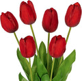 6PCS 23" Fake Tulip Flowers Artificial Red Tulips Long Stem Faux Flower, Silk Flower Décor for Floral Arrangement Home Farmhouse Wedding Decoration
