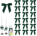 50 PCS Dark Green Twist Tie Bows 2.5" Satin Ribbon Bows Decor for Gift Wrapping Craft Treat Bags Cake Pop Basket, Wedding Baby Shower Birthday Party Favors