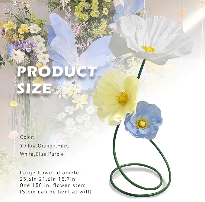 Wedding Decorations for Reception, Artificial Giant Flowers for Decoration, Party Banquet Decor,Home Decor,Photographic Props,Shop Window Display 3 Pack (Yellow Blue White)