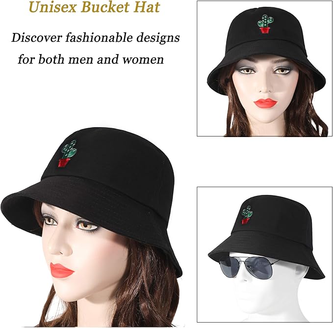ZLYC Unisex Fashion Embroidered Bucket Hat Summer Fisherman Cap for Men Women