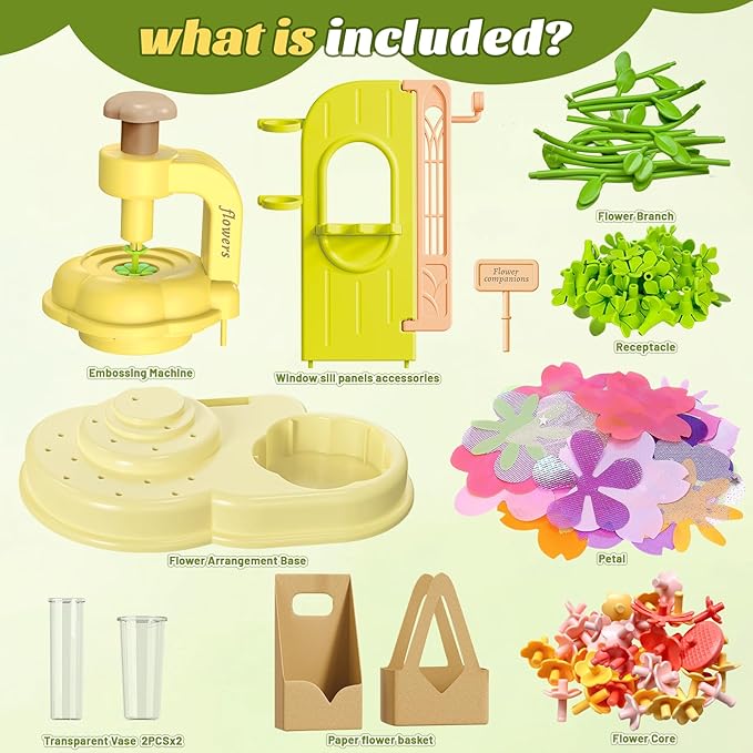 DIY Fabric Flower Bouquets Toys,Craft Kit Toys for Kids Ages 3-12+, 150PCS Arts & Crafts Educational Toy, Creative Handmade Flower Making Set, Birthday Gift for Girls Boys Toddlers 3 4 5 6 7 8 9 10+