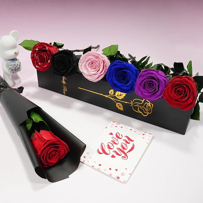 Yamonic Preserved Flowers Rose Gifts for Delivery Prime, Mothers Day Rose Flowers Gifts for Mom, Single Real Flower Birthday Gifts for Her, Women, Grandma, Wife,Girlfriend Gifts for Anniversary(White)