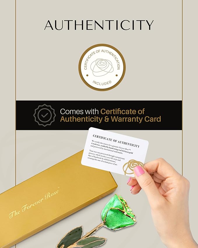 Forever Rose Hand-Dipped in 24K Gold, Peridot-Inspired August Birthstone with Sparkles, Real Rose in Luxury Gold Gift Box – Perfect Ready to Gift for August Birthday or Any Occasion