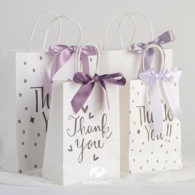 HUIHUANG Lilac Satin Ribbon - 1 inch Double Face Silk Assortment for Wedding, Bridal Shower Decor, Crafts, Hair Bows - 5 Rolls, Total 50 Yards