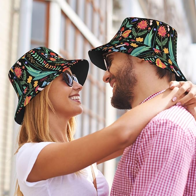 Bucket Hat for Women Men, Summer Print Hat Travel Packable Sun Cap Outdoor Hat for Women and Men