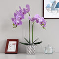 LISU Artificial Orchids, Silver Vases, Home Decoration Flower Arrangements,Purple Orchids Fake Flowers in Vases.