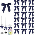50 PCS Navy Blue Twist Tie Bows 2.5" Satin Ribbon Bows Decor for Gift Wrapping Craft Treat Bags Cake Pop Basket, Wedding Baby Shower Birthday Party Favors