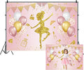 Renaiss 10x7ft Ballerina Princess Backdrop Pink Gold Shiny Elegant Fairy Ballet Dancer Photography Background for Girl Baby Shower Birthday Party Decor Banner Photo Studio Props