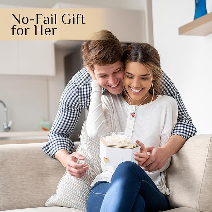 Preserved White Real Rose with Necklace Forever Flowers Diamond shaped Box for Mom Wife Girlfriend Grandma on Mothers Day Birthday Valentines Christmas Anniversary Beatiful Gifts for women
