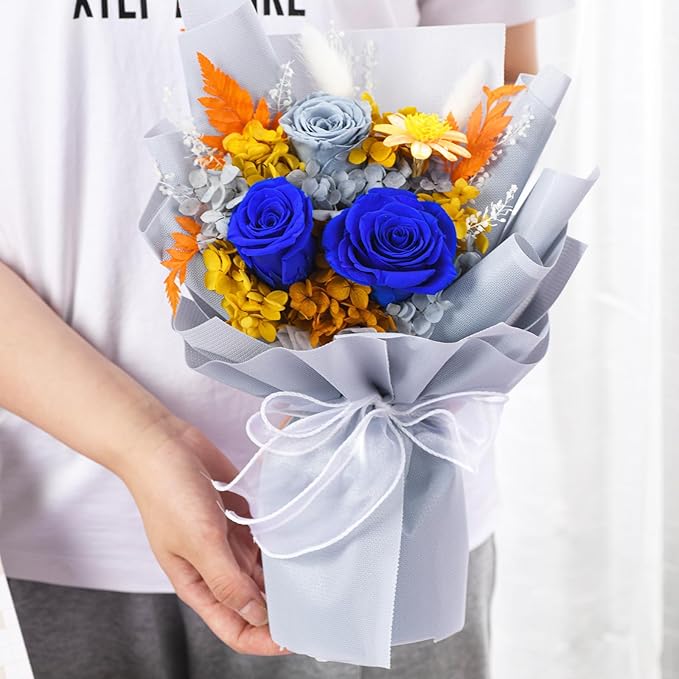lovenfold Flowers for Delivery Prime,Preserved Flowers Bouquets,Blue Rose Bouquets That Last 1-3 Years,Birthday Flowers Gifts for Women Mom Grandma Wife Friends