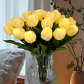 LED Lighted Artificial Tulips, Tulip Lamp, Real Touch Tulip Flowers, 15 Inch Faux Tulip Bouquet with Battery Operated Lights for Gifts, Home Kitchedn Wedding Decor (White)