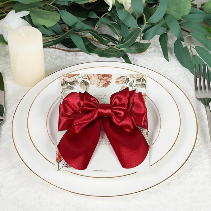 Wine Red Ribbon 2 Inch 60 Yards, Dark Red Satin Ribbon for Flower Bouquet, Christmas, Wedding, Crafts, Gift Wrapping, Baby Shower, Bows and Outdoor Decor