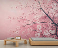 Pink Cherry Blossom Wall Mural, Romantic Cherry Blossom 3D Wall Murals, Japanese Flower Wallpaper Mural, for Living Room Bedroom Large Wallpaper Indoor Decor 118" W x 82.6 "H